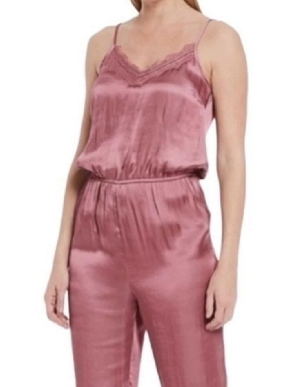 NWT Chelsea & Violet Satin‎ Lace Inset Jumpsuit S